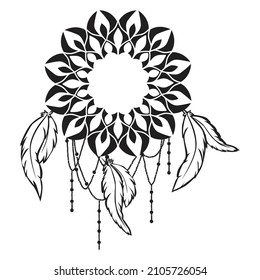 Mandala bohemiana con plumas, vector