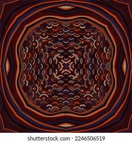 Ornamento mágico de mandala bohemiana sin fisuras. Muestra de mosaico de cartón o impresión de servilleta de desacoplamiento. Flourish chakra motif. Diseño folclórico simétrico, patrón étnico, ornamento indio multicolor.