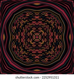 Ornamento mágico de mandala bohemiana sin fisuras. Muestra exótica de mosaico o impresión de servilleta desacoplada. El colorido motivo de la chakra. Patrón étnico de diseño simétrico de seda. Ajustar el diseño decorativo.