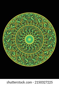 Bohemian mandala print, antistress coloring book, tattoo design oriental or indian, islamic mysterious hand drawn ornament for meditation or yoga vector illustration. 