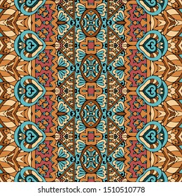 Bohemian nomadic style pattern. Ethnic geometric seamless vintage ornamental background design