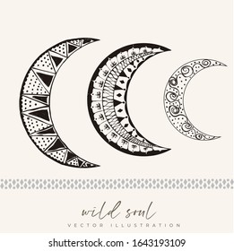 Bohemian occult moon vector illustration