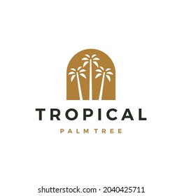 bohemian palm tree niche door logo vector icon illustration