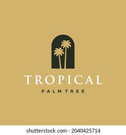 bohemian palm tree niche door logo vector icon illustration