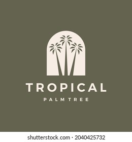 bohemian palm tree niche door logo vector icon illustration