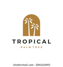 bohemian palm tree niche door logo vector icon illustration