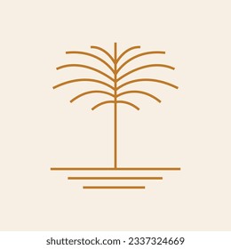 Bohemian palm tree vector icon design. Tropical vector logo design. Minimalistic geometric style.