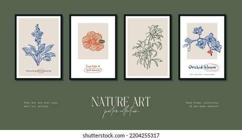 Bohemian poster collection with wildflowers and botanical illustrations for your wall art gallery