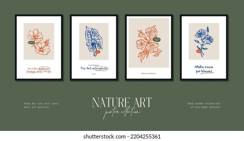 Bohemian poster collection with wildflowers and botanical illustrations for your wall art gallery