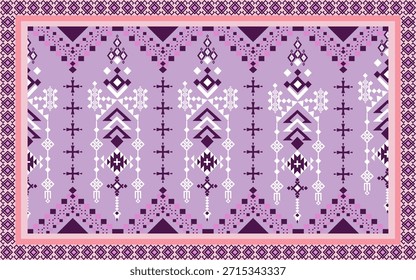 Patrón geométrico púrpura bohemio de la materia textil con la frontera decorativa