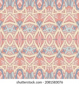Bohemian repeating background texture seamless pattern vector. Boho ornamental carpet. Arabesque design.
