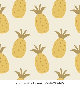 Bohemian scandinavian pineapple pattern, seamless summer vector pattern, fruit, summer, earth tones