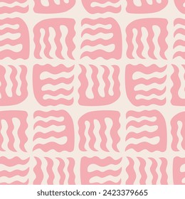 Bohemian seamless pattern with abstract organic shapes. Vector flat minimalist contemporary background with wavy geometric seaweed in boho style. Silhouette of ethnic nature