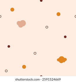 Bohemian seamless pattern with kawaii cloud circles.