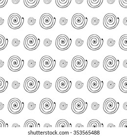  Bohemian seamless pattern. Monochrome background with spirals in boho style. Vector illustration.