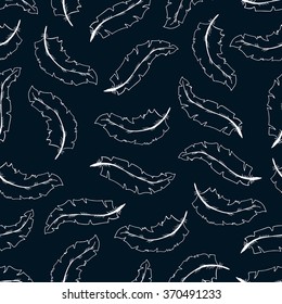 Bohemian seamless pattern. Monochrome background with  feathers in boho style. Vector illustration.