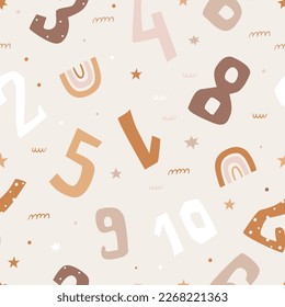 Bohemian seamless pattern with numbers. Pattern for bedroom, wallpaper, kids and baby wear.