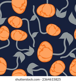 Bohemian seamless  patterns from the 70s with a psychedelic twist, groovy hippie inspired backgrounds. Cartoon style prints featuring flowers and mushrooms, glasses and  retro elements.