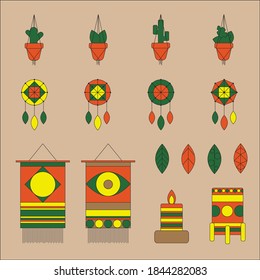 Bohemian set of different illustrations. 