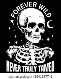 Bohemian Skull Illustration - Celestial And Untamed Skeleton Art