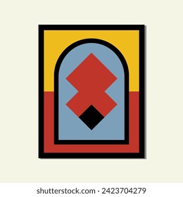 Bohemian style 3d shadow object modern aesthetic poster brutalism abstract geometric shape framed contemporary scandinavian mid century digital A3 A4 print book home wall decoration fabric card