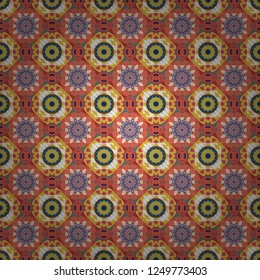 Bohemian style background in beige, gray and pink colors. Decorative floral embroidery seamless pattern, ornament for textile, kerchief, pillow or handbag decor.