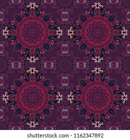 Bohemian style background in black, gray and red colors. Vector decorative floral embroidery seamless pattern, ornament for textile, kerchief, pillow or handbag decor.