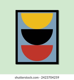 Bohemian style circle half round modern aesthetic poster brutalism abstract geometric shape framed contemporary scandinavian mid century digital A3 A4 print book home wall decoration fabric card