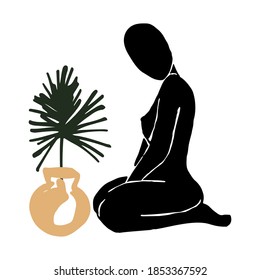 Bohemian style design. Abstract feminine silhouette and boho decor elements. Contemporary art print. Design for T-shirts, posters, labels, media and social media covers. Vector illustration