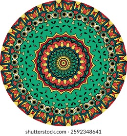 Bohemian Style Mandala Artwork with Eye-Catching Red and Blue Accents