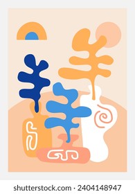 Bohemian Style Modern Wall Art, Hand Drawn Illustration.