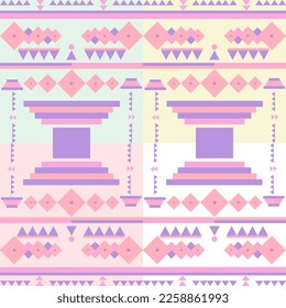 Bohemian Style Pastel Square Line Triangle. Purple pink color. Geometry shade. Vector.