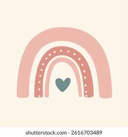 Bohemian Style Rainbow Clipart Vector in Pastel Colors. Trendy Minimalist Illustration for Cards, Decor, and Digital Products