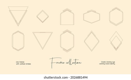 Bohemian style vector frame set for brand identity, logo design