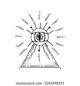 Bohemian symbol hand drawn sketch. Mystical sign. All-seeing eye.