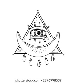 Bohemian symbol hand drawn sketch. Mystical sign. All-seeing eye.