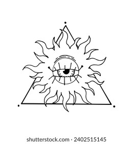 Bohemian symbol hand drawn sketch. Mystical sign. All-seeing eye.
