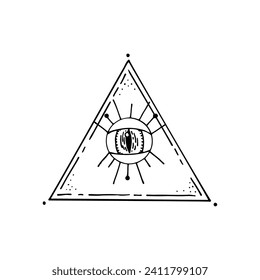 Bohemian symbol hand drawn sketch. Mystical sign. All-seeing eye.