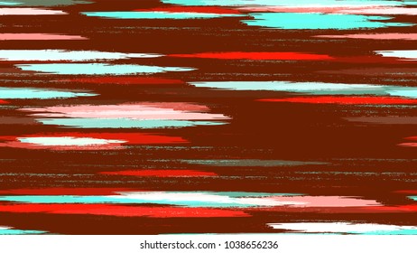 Bohemian Texture with Strokes and Stripes. Grungy Seamless Lines Pattern Design. Painted Watercolor Style Texture. Packaging, Fabric Print Design Pattern.
