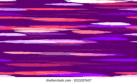 Bohemian Texture with Strokes and Stripes. Hand Drawn Fashion Seamless Pattern. Dyed Stripes in Watercolor Style. Advertising, Cover Print Design Background.