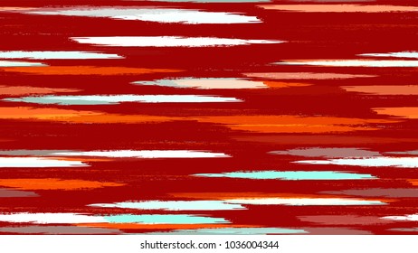 Bohemian Texture with Strokes and Stripes. Hand Painted Fashion Seamless Pattern. Paint Watercolor Style Stripes. Advertising, Cover Print Design Pattern.