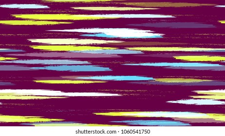 Bohemian Texture with Strokes and Stripes. Hand Painted Fashion Seamless Pattern. Dyed Stripes in Watercolor Style. Advertising, Cover Print Design Pattern.