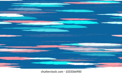 Bohemian Texture with Strokes and Stripes. Paintbrush Lines Seamless Pattern. Paint Watercolor Style Stripes. Packaging, Fabric Print Design Pattern.