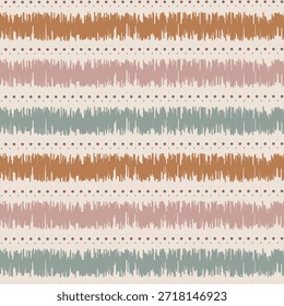 Bohemian Textured Striped Pattern with Dotted Lines. hand-drawn brush strokes in soft earthy pastel. This modern repeating pattern has a cozy, organic, and minimalist feel, perfect for fabric, wallpaper, home decor, nursery design, stationery, gift wrap, digital paper, and boho-inspired branding.