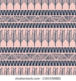 Bohemian tribal pattern with feather. Vector illustration popular women fashion textile print and wrapping.