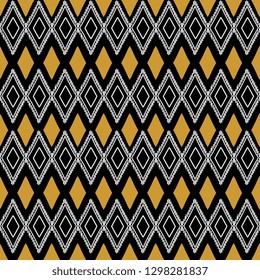 Bohemian tribal seamless pattern with hand drawn ethnic background colorful trendy abstract for fashion textile print. Maya stripes cultural symbol.