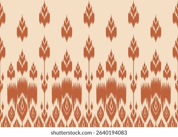 Bohemian vertical ikat pattern in terracotta on cream, featuring hand-drawn ethnic motifs, perfect for fabric printing, wall coverings, slow fashion, artisan home decor, and craft product designs