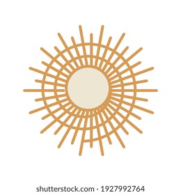 Bohemian wall decoration, abstract sun isolated on white background