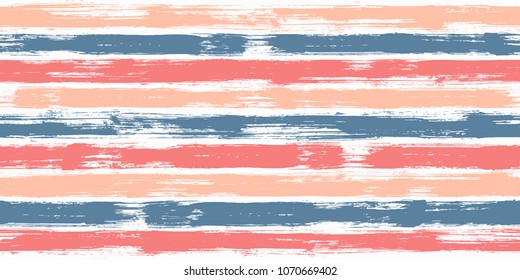 Bohemian watercolor brush stripes seamless pattern. Pink and cyan paintbrush lines horizontal seamless texture for background. Hand drown paint strokes graffiti artwork. For print.