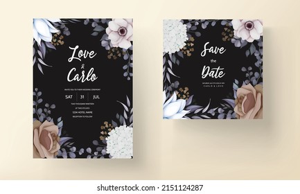 bohemian wedding invitation card with beautiful floral